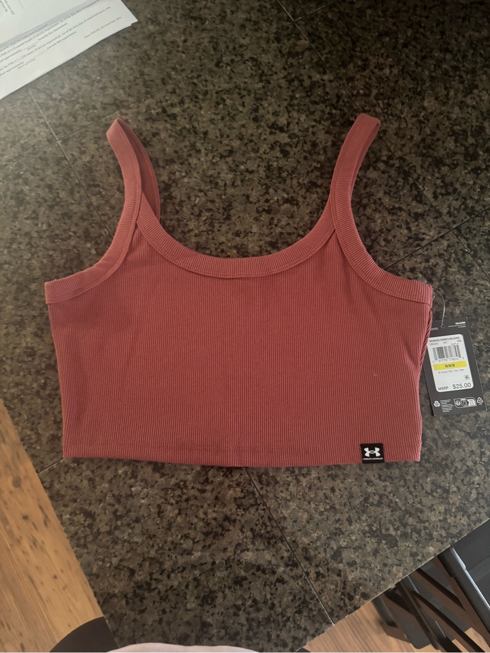 Under Armour Ribbed Crop Tank Top in Dusty Rose/Mauve